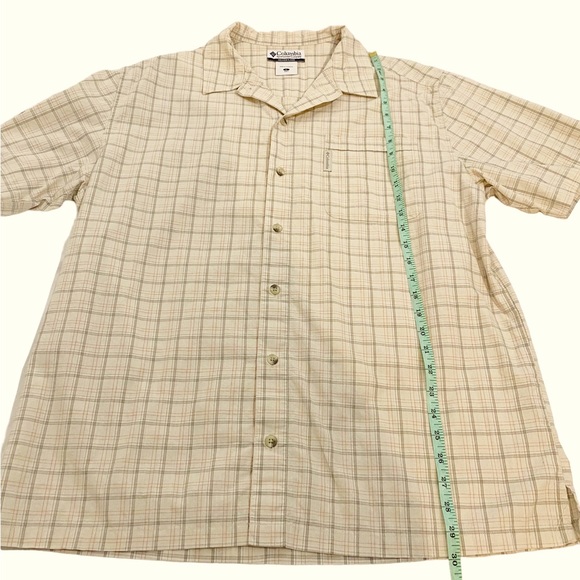 Columbia Men’s Beige Brown & Orange Plaid Short Sleeve Button Down Shirt, Large - Picture 6 of 10